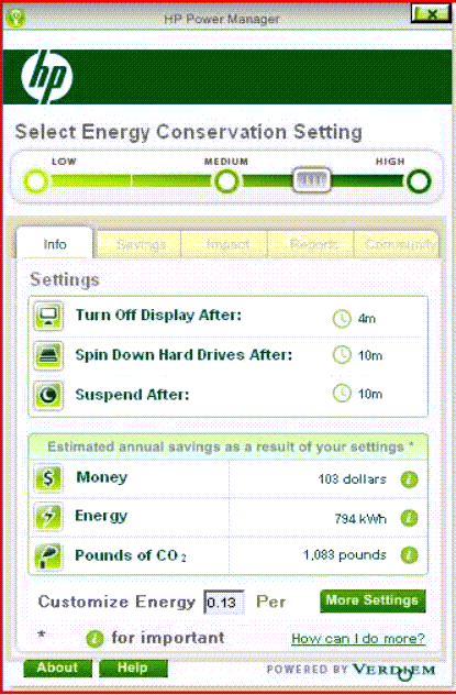 HP Energy Tool